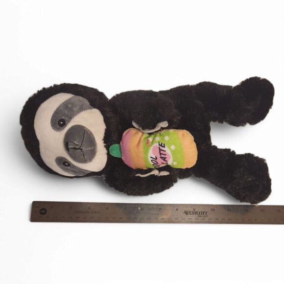 Kellytoy Sloth 'Cool Latte' Plush Stuffed Animal, Black and White, 13" Long - Picture 3 of 7